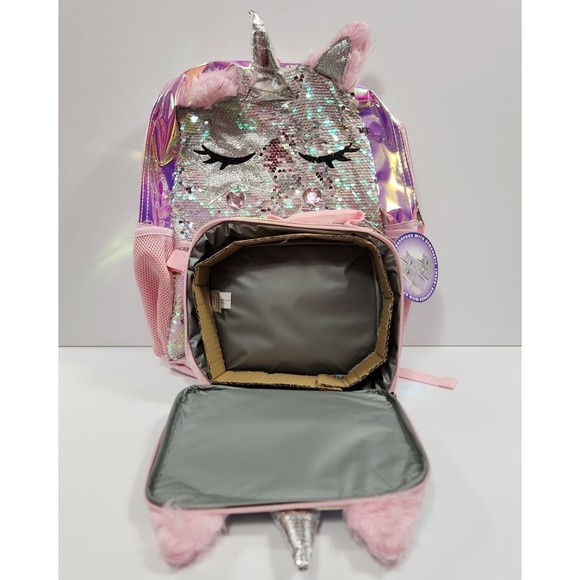 Girls 17" School Backpack with Lunch Bag 2-Piece Set, Pink Multi-Color Unicorn - Picture 10 of 13